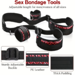 Adjustable Bondage Restraint Kit, Handcuffs Ankle Cuffs & Diamond Pattern Suspenders for Couple Intimate Role Play - Image 4