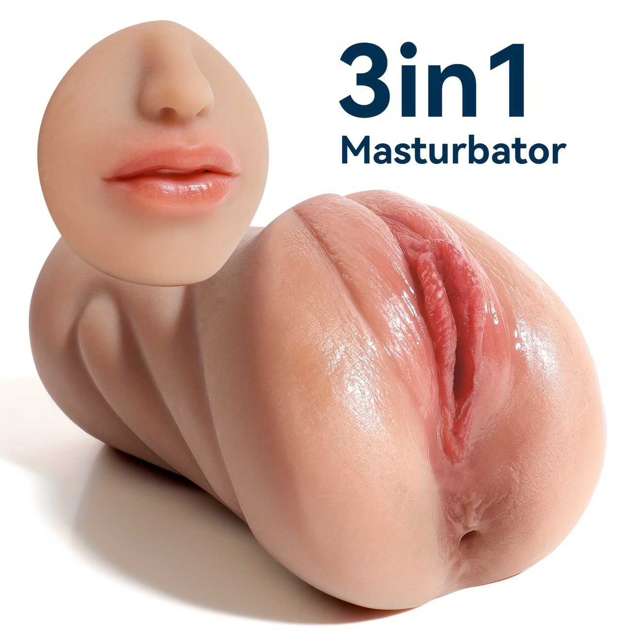 5eb416d5-abec-4330-9e5d-bfd0a529590d 1.686Lbs Portable Male Pocket Stroker, 3-in-1 Vagina Anus Dual Channel Male Toy, Realistic Spiral Texture TPE Handheld Discreet Male Masturbator Sleeve - Image 1
