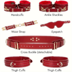 6PCS Adjustable BDSM Restraint Kit, Hand Ankle Thigh Cuffs Blindfold Cross Waist Strap Adult Couple Role Play Toy Set - Image 3