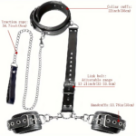 Adjustable Neck Collar to Wrist Restraint Kit with Traction Chain, Bondage Gear for Couple Intimate Role Play - Image 2