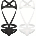 2Pcs Men Elastic Strappy Body Harness Set See Through Brief Thong Underwear - Image 10