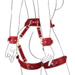 UTIMI 6-in-1 black adjustable cotton bondage set with handcuffs and thigh cuffs for couples role play.