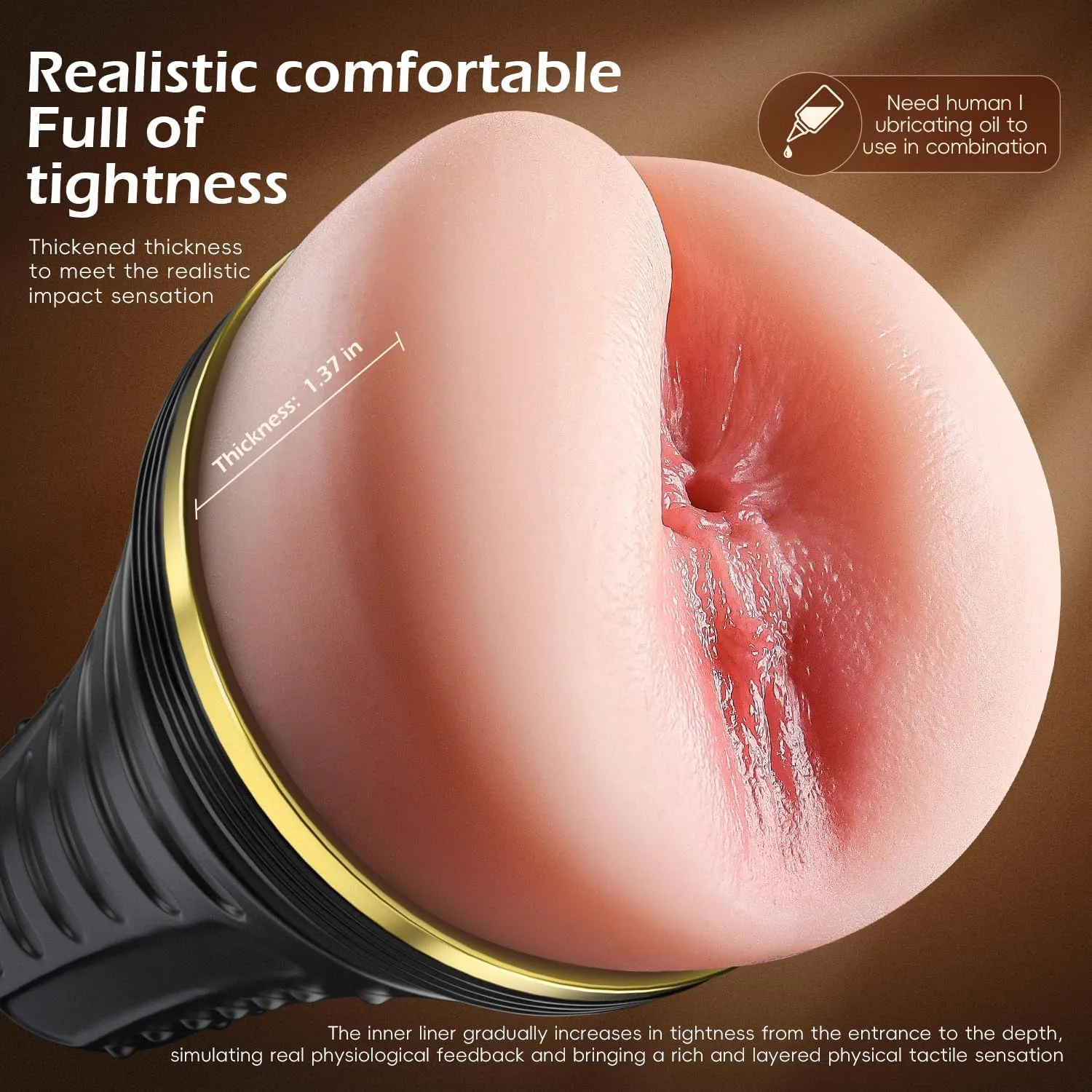 7.5in Deep Soft Textured Anal Male Masturbator Pocket Pussy - Image 2