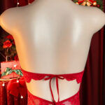 Red Lace Halter Teddy Lingerie for Valentine Date - Image 4