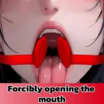 Red Silicone O-Ring Gag with Leather Strap - Image 2