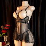 Allure Lace Patchwork Cami Nightdress & Thong Set - Image 2