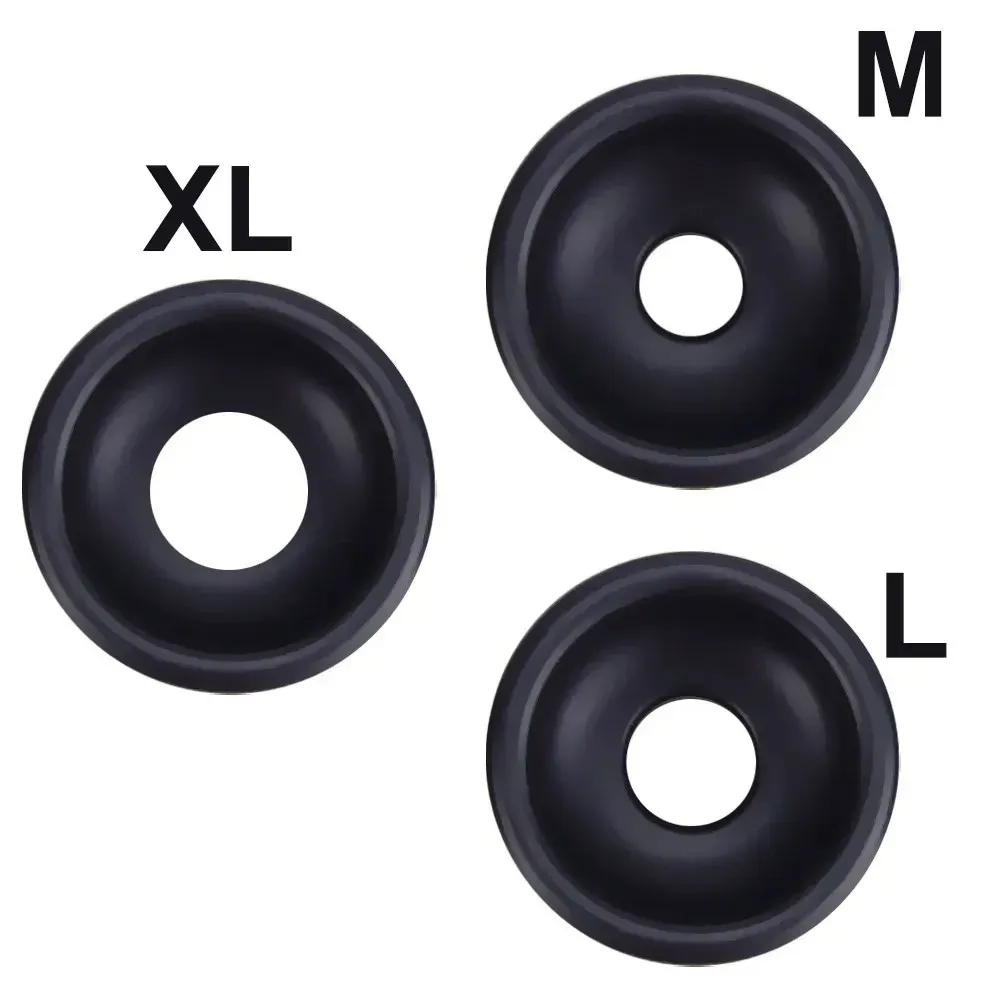 Black thick silicone cock rings in M, L, XL three sizes=
