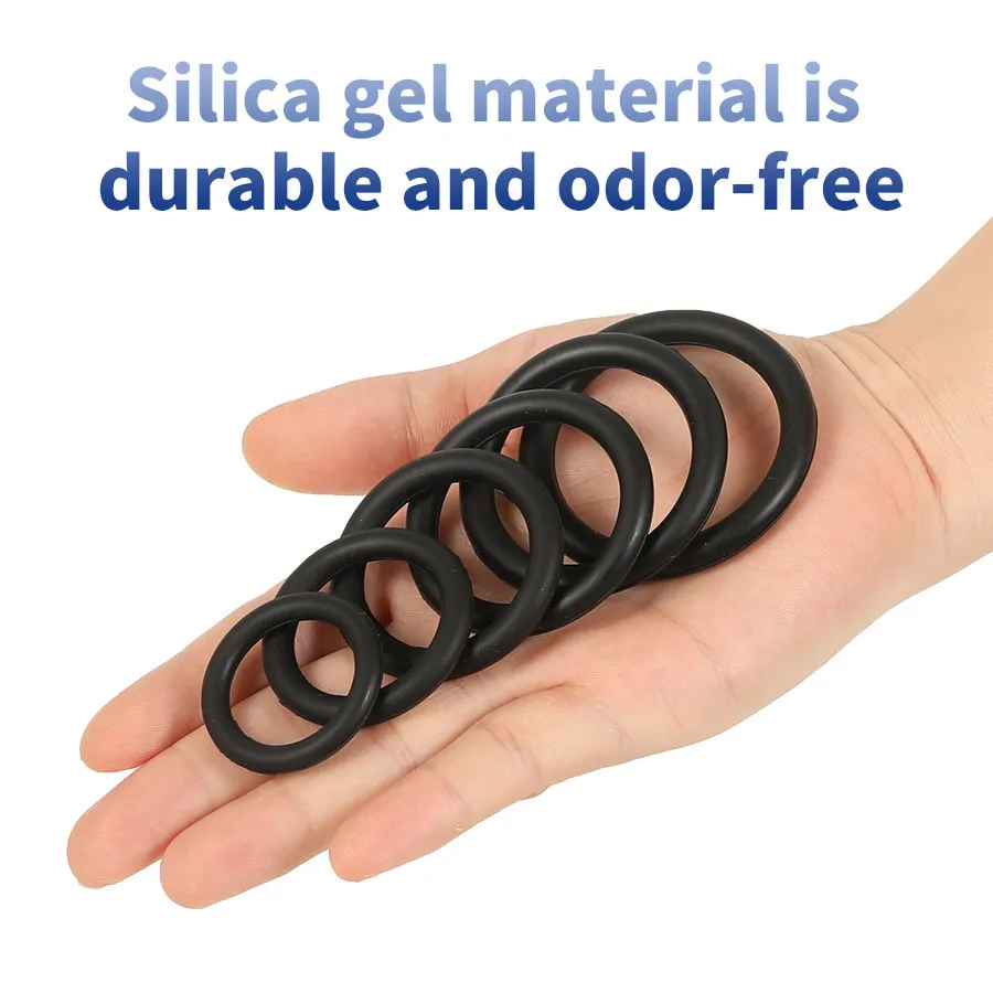 Multi-Size Silicone Delay Cock Rings 6 Pieces Set - Image 3