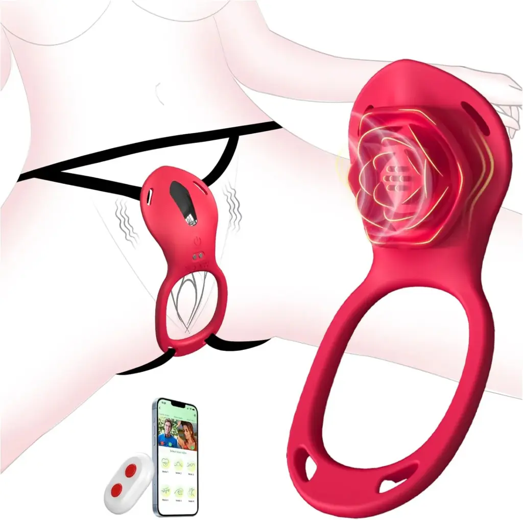 Rose shape silicone wearable vibrator with remote and phone app control for couple bedroom use