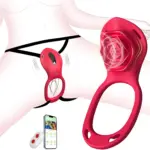 Rose shape silicone wearable vibrator with remote and phone app control for couple bedroom use