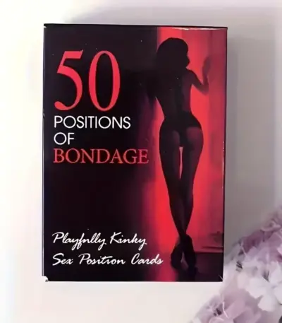 Black red hard box packaging for 50 pieces bondage position playing cards for adult couple romantic games