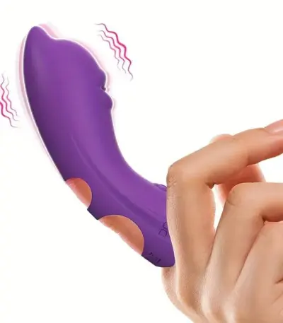 Detachable silicone finger sleeve and bullet vibrator for personal and couples intimate massage use