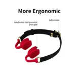 Red Silicone O-Ring Gag with Leather Strap - Image 8