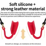 Red Silicone O-Ring Gag with Leather Strap - Image 7